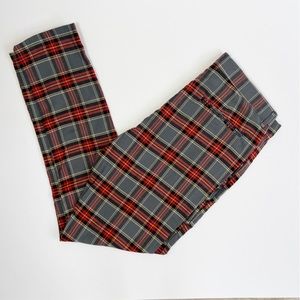 Plaid Men's Pants - Gray and Red